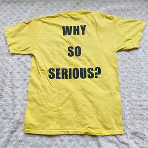 Hanes Beefy Batman Why So Serious Yellow Cotton Tee Shirt Size Large